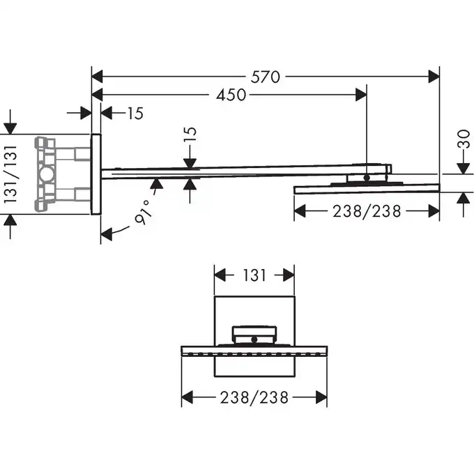 AXOR ShowerSolutions Głowica prysznicowa 250/250 2jet z ramieniem prysznicowym HANSGROHE 35310000