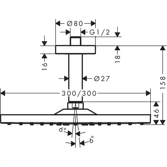 Raindance E Głowica prysznicowa 300 1jet z przyłączem sufitowym HANSGROHE 26250140