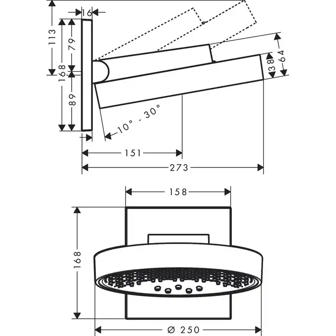 Rainfinity Głowica prysznicowa 250 3jet z przyłączem sufitowym HANSGROHE 26232700