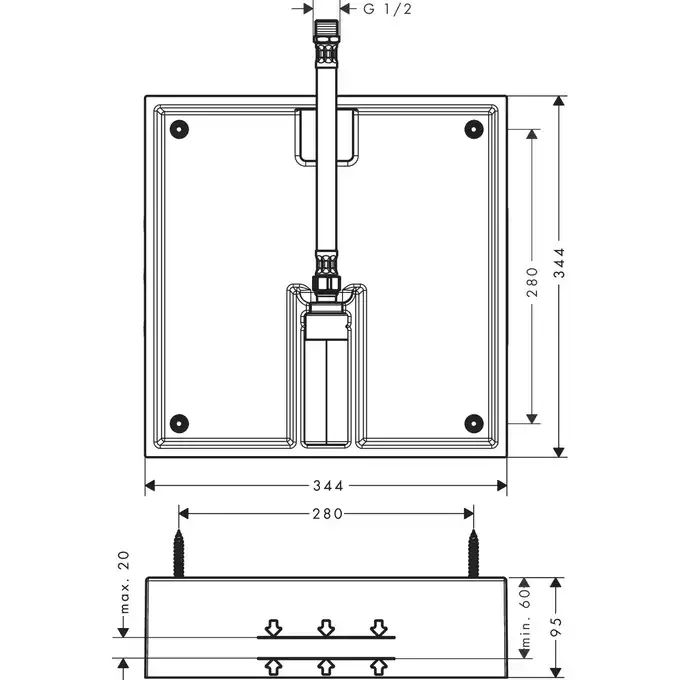 Raindance E Zestaw podstawowy do głowicy prysznicowej 400/400 1jet HANSGROHE 26254180