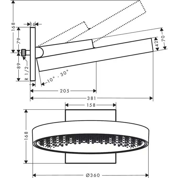 Rainfinity Głowica prysznicowa 360 1jet ścienna HANSGROHE 26230000