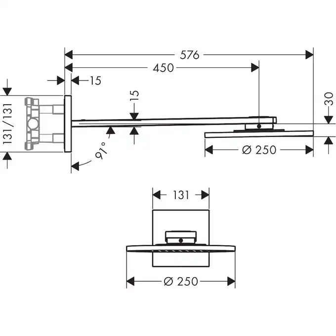 AXOR ShowerSolutions Głowica prysznicowa 250 2jet z ramieniem prysznicowym HANSGROHE 35296000