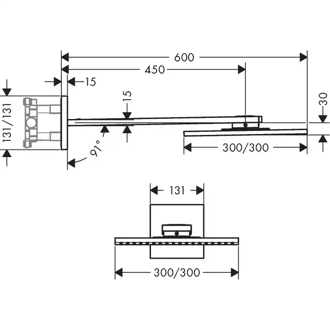 AXOR ShowerSolutions Głowica prysznicowa 300/300 2jet z ramieniem prysznicowym HANSGROHE 35318000