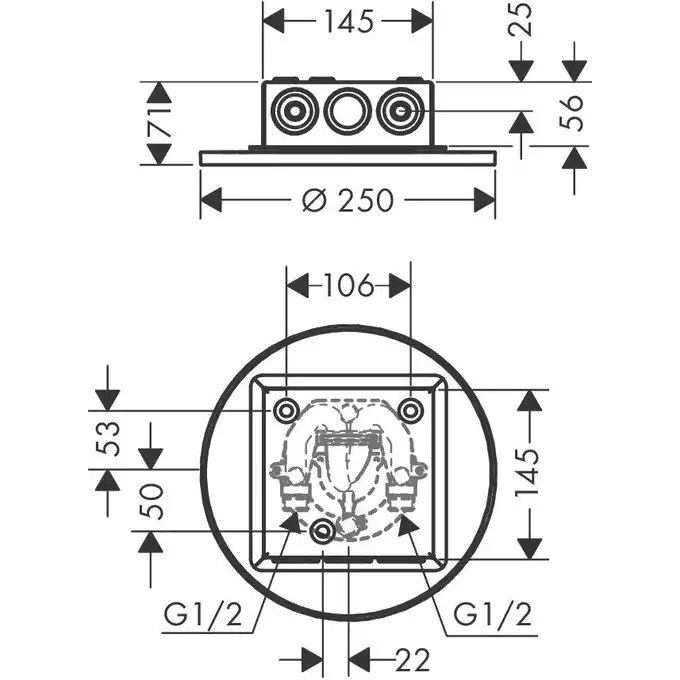 AXOR ShowerSolutions Głowica prysznicowa 250 1jet do instalacji podtynkowej HANSGROHE 35287000