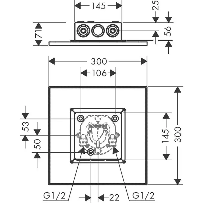 AXOR ShowerSolutions Głowica prysznicowa 300/300 2jet podtynkowa HANSGROHE 35321000