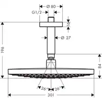 Raindance Select S Głowica prysznicowa 300 2jet z przyłączem sufitowym HANSGROHE 27337000