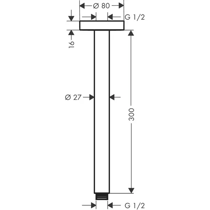 Przyłącze sufitowe S 300 mm HANSGROHE 27389990