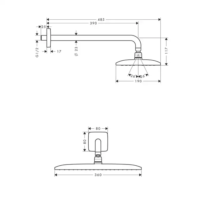 Raindance E Głowica prysznicowa 360 1jet z ramieniem prysznicowym 39 cm HANSGROHE 27376000