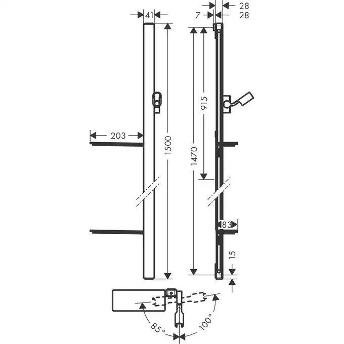 Unica Drążek prysznicowy E 150 cm z wężem HANSGROHE 27645000