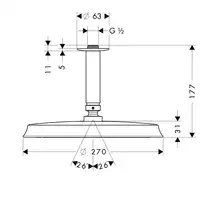 Raindance Classic Głowica prysznicowa 240 1jet z przyłączem sufitowym HANSGROHE 27405000