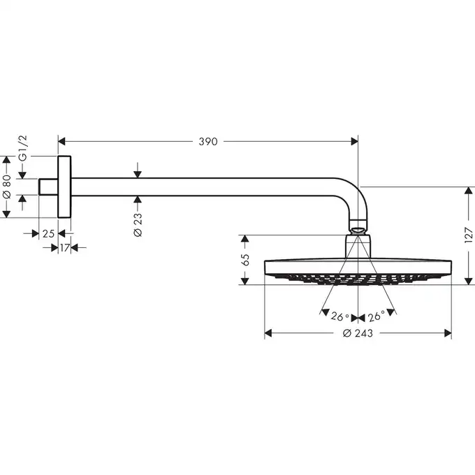 Raindance Select S Głowica prysznicowa 240 2jet z ramieniem prysznicowym HANSGROHE 26466000