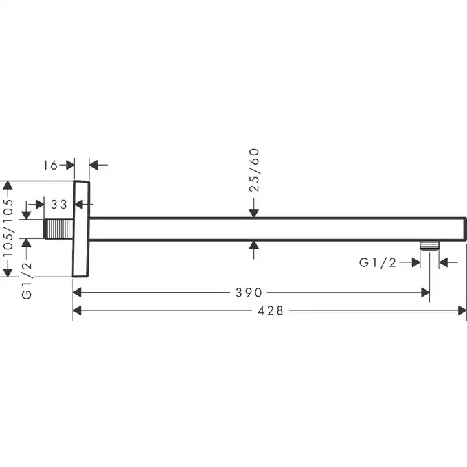 Ramię prysznicowe square 38.9 cm HANSGROHE 27694000