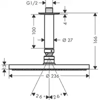 Raindance S Głowica prysznicowa 240 1jet PowderRain z przyłączem sufitowym HANSGROHE 27620000