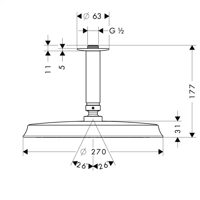 Raindance Classic Głowica prysznicowa 240 1jet z przyłączem sufitowym HANSGROHE 27405000