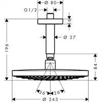 Raindance Select S Głowica prysznicowa 240 2jet z przyłączem sufitowym HANSGROHE 26467400