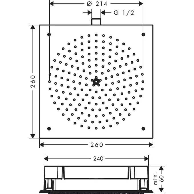 Raindance Głowica prysznicowa 260/260 1jet EcoSmart 9 l/min HANSGROHE 26481000