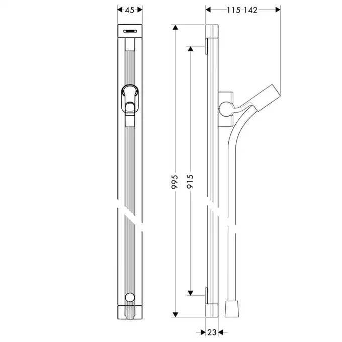 Unica Drążek prysznicowy Raindance 90 cm z wężem HANSGROHE 27636000