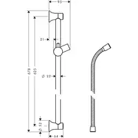 Unica Drążek prysznicowy Classic 65 cm z wężem HANSGROHE 27617000