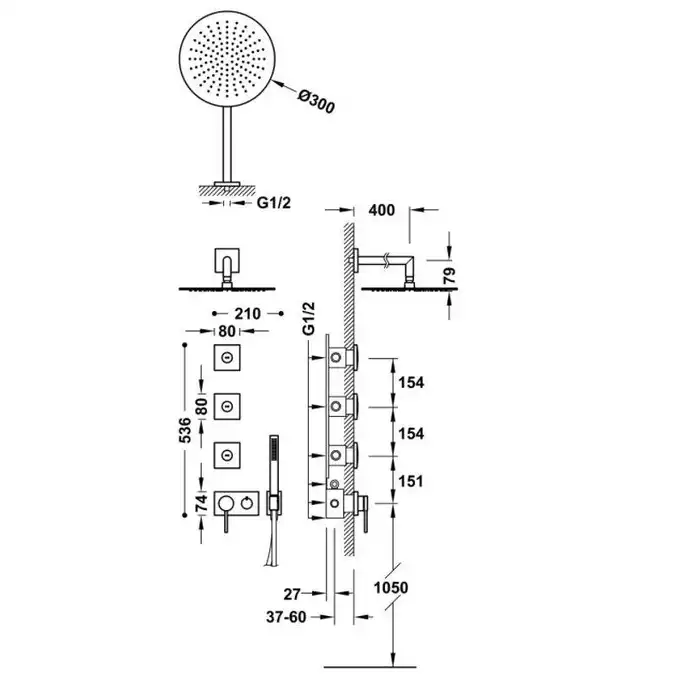 Jednouchwytowa bateria podtynkowa 3V Chrom TRES 21027304