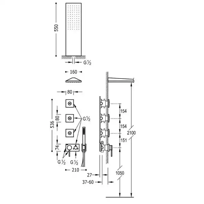 Jednouchwytowa bateria podtynkowa 3V Chrom TRES 21027305