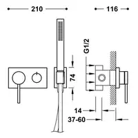 Jednouchwytowa bateria podtynkowa 3V Chrom TRES 21027391