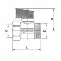 MINI zawór kulowy, 1/2GZ x 1/2GW, uchwyt niebieski ARCO A2207