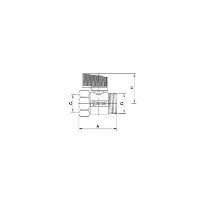 MINI zawór kulowy, 1/2GZ x 1/2GW, uchwyt niebieski ARCO A2207