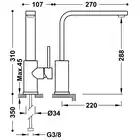 Bateria zlewozmywakowa stojąca wylewka rurowa 35x15 mm Stal TRES 062435AC