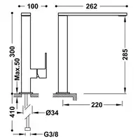 Bateria umywalkowa wylewka 34x10 mm Matowa biel TRES 00648501BM