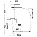 Bateria umywalkowa wylewka kaskada otwarta Czarny-Chrom TRES 20011001NE