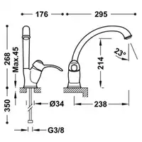 Bateria zlewozmywakowa stojąca Stal TRES 24244101AC