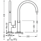 Bateria zlewozmywakowa stojąca Stal TRES 20044002AC