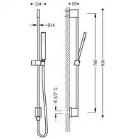 Drążek przesuwny z ujęciem wody w ścianie Ø 14 mm. dł. 760 mm Matowa czerń TRES 03493201NM