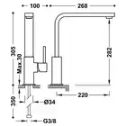 Bateria zlewozmywakowa stojąca Stal TRES 53049603