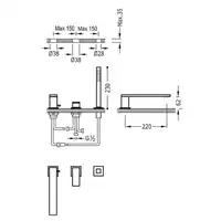 Bateria wannowa trzyotworowa z słuchawka antical Stal TRES 00616103AC