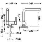 Bateria zlewozmywakowa stojąca ABATIBLE Stal TRES 030335AC