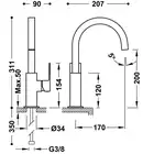 Bateria umywalkowa wylewka 22x22 mm Złoto 24K TRES 00660602OR