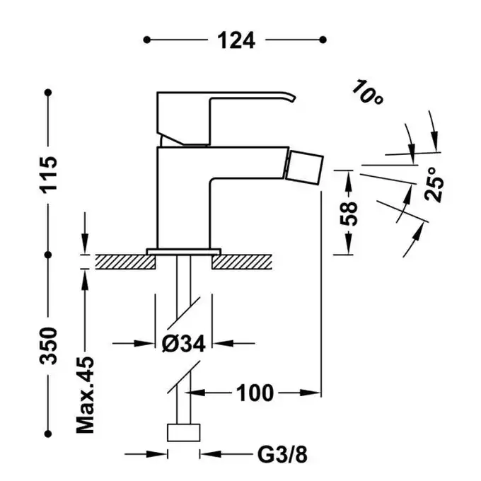 Bateria bidetowa Stal TRES 00612001AC