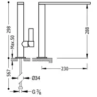 Bateria zlewozmywakowa stojąca wylewka 34x9 mm Stal TRES 20548601AC