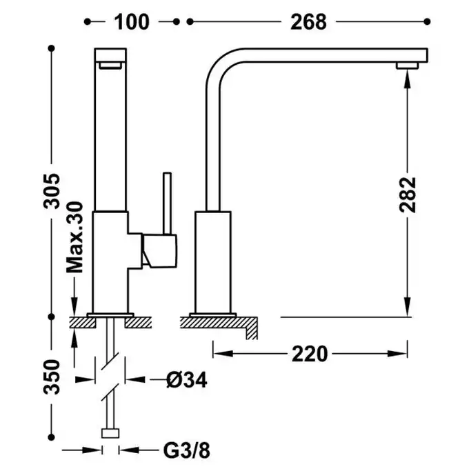 Bateria zlewozmywakowa stojąca Stal TRES 53049603