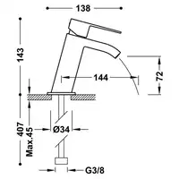 Bateria umywalkowa z wylewką typu kaskada Stal TRES 00620101AC