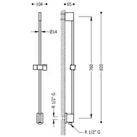 Drążek przesuwny z ujęciem wody w ścianie Ø 14 mm dł. 760 mm Stal TRES 03493299AC