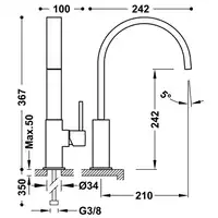 Bateria zlewozmywakowa stojąca Stal TRES 53049803