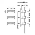 3 wbudowane dysze z hydromasażem 140x45 mm Stal TRES 29951504AC