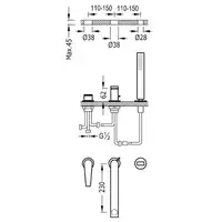 Bateria wannowa trzyotworowa CLASS z słuchawka antical Chrom TRES 20516101