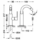 Bateria bidetowa Stal TRES 20022401AC