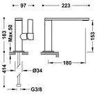 Bateria umywalkowa wylewka 34x10 mm Chrom TRES 21120501