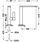 Bateria umywalkowa wylewka 34x10 mm Matowe złoto 24K TRES 21130501OM