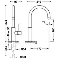 Bateria umywalkowa Stal TRES 21190501AC