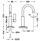 Bateria umywalkowa Stal TRES 21190401AC